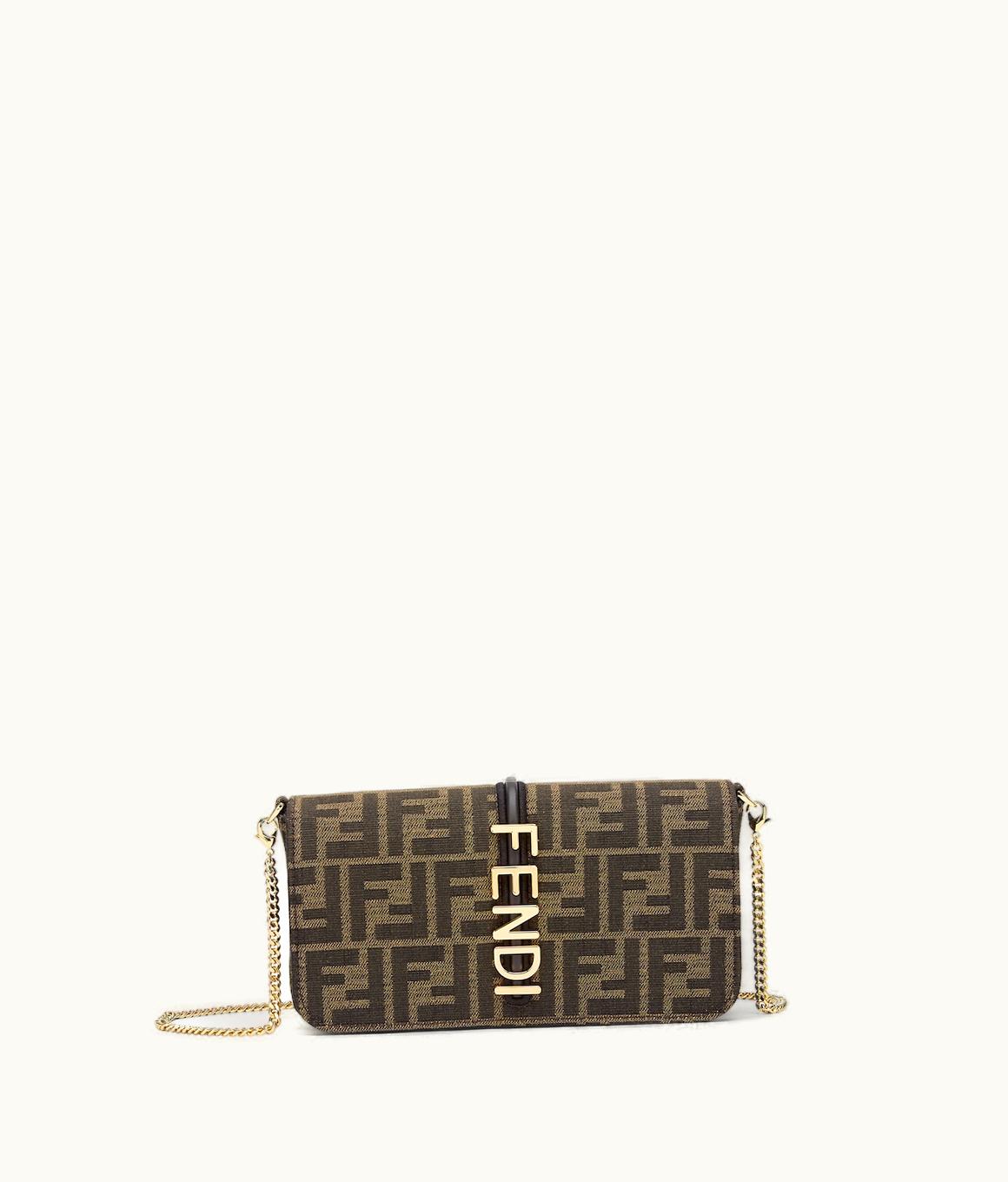 Fendi Fendigraphy Wallet On Chain - Brown FF Fabric Wallet