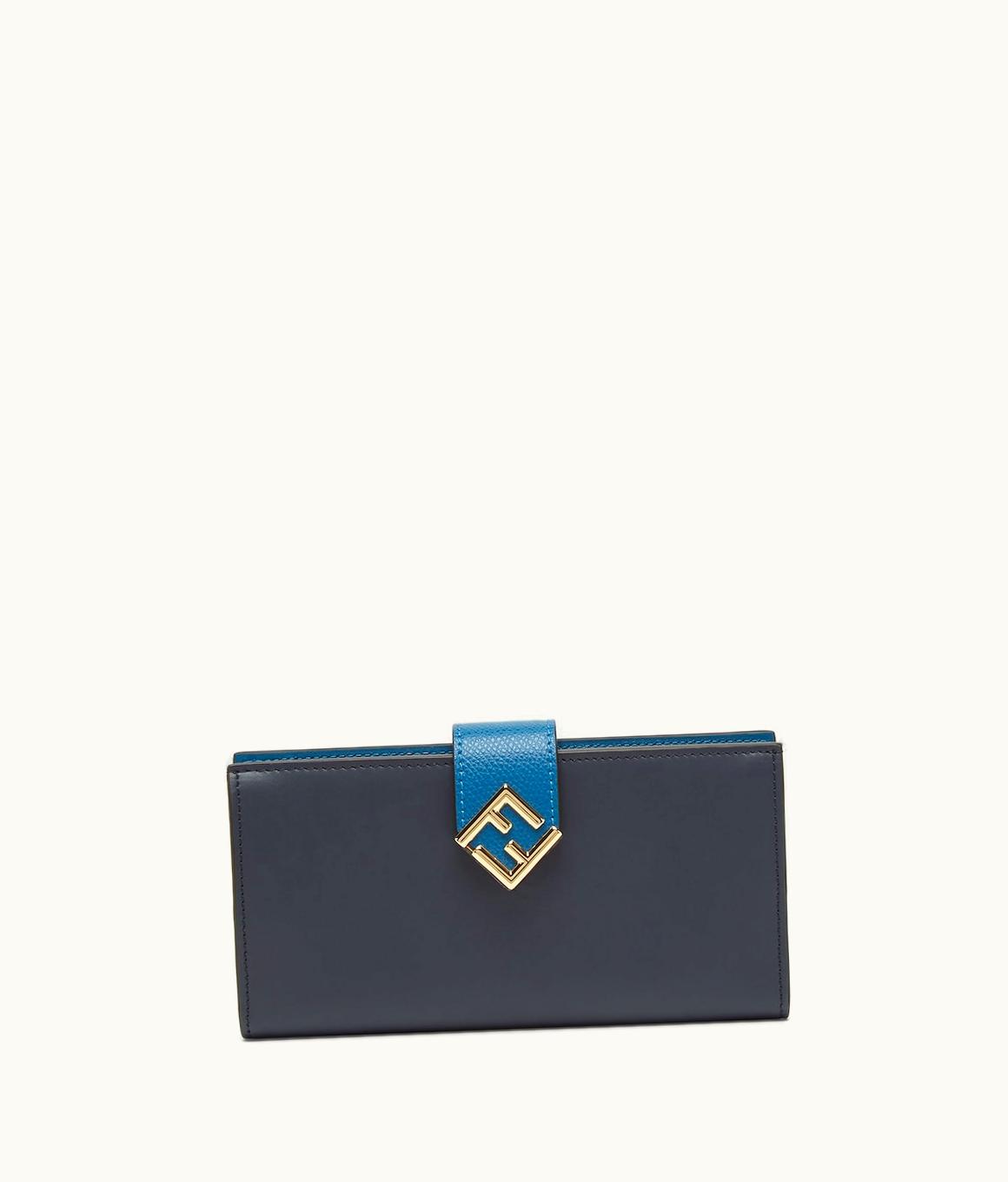 Fendi Fendi FF Diamonds Continental Bifold Wallet - Blue Leather Wallet