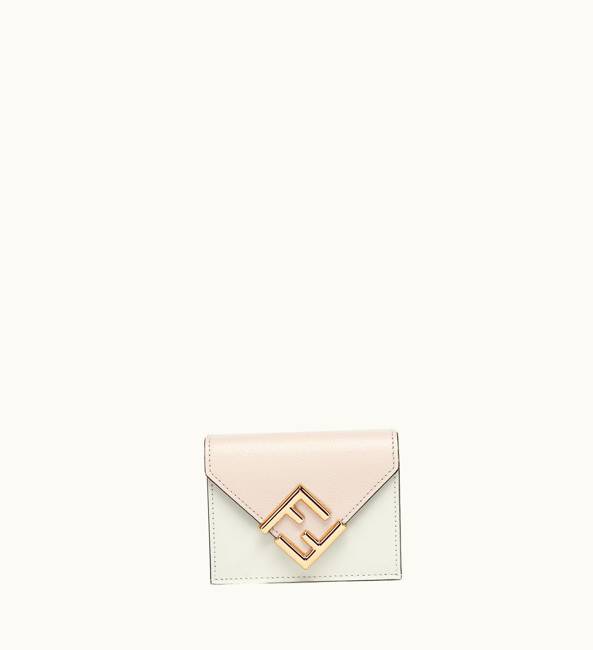 Fendi Fendi FF Diamonds Medium Tri-Fold Wallet - White Camellia Leather