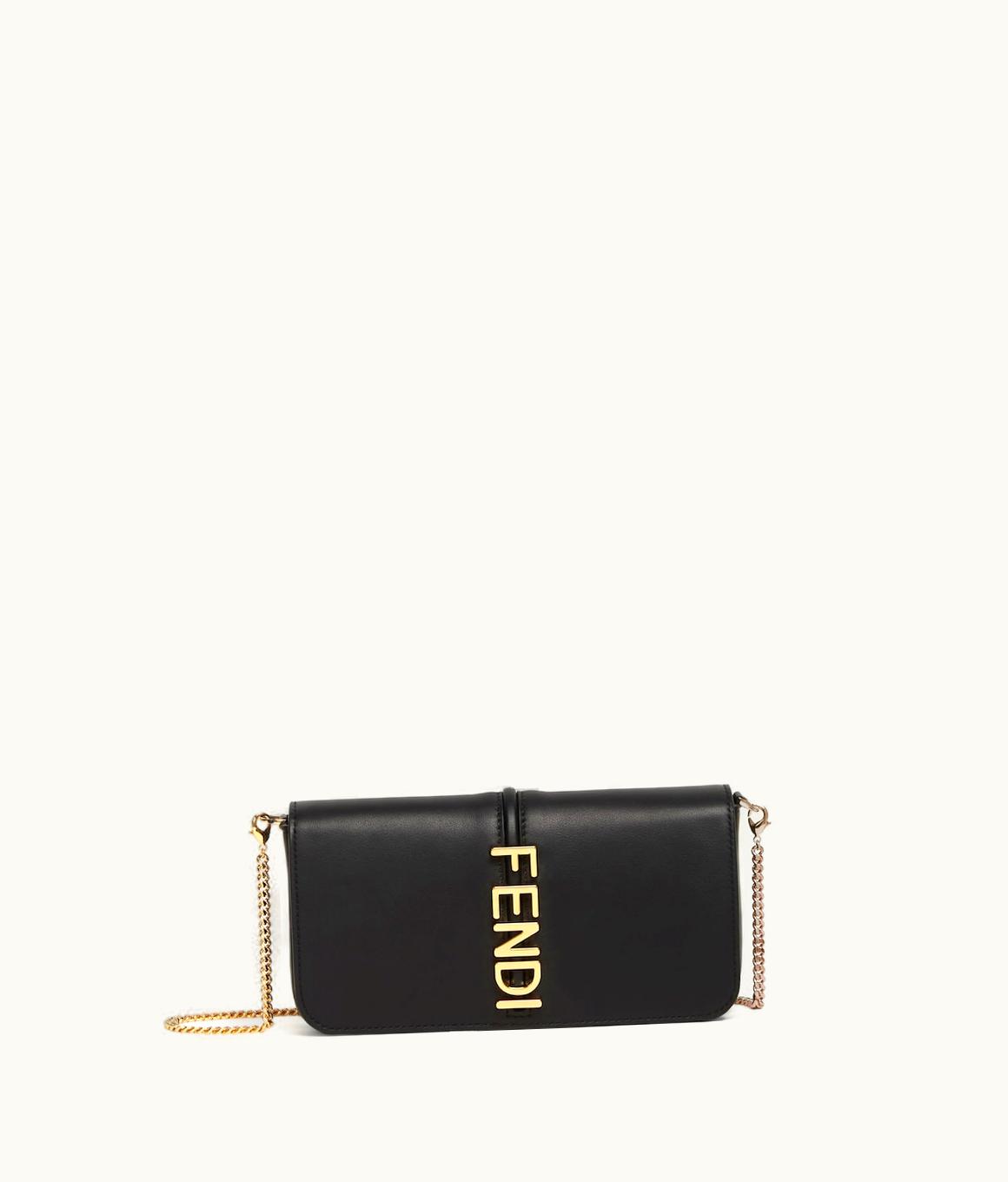 Fendi Fendigraphy Wallet On Chain - Black Leather Wallet