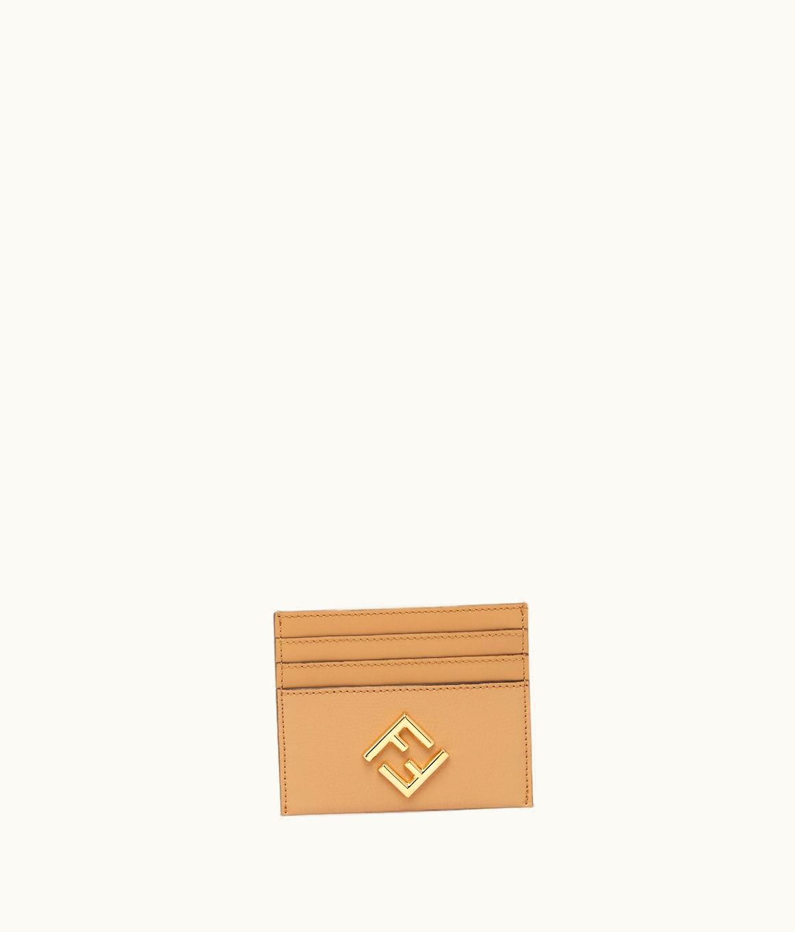 Fendi Fendi FF Diamonds Card Case - Beige Leather Flat Card Holder