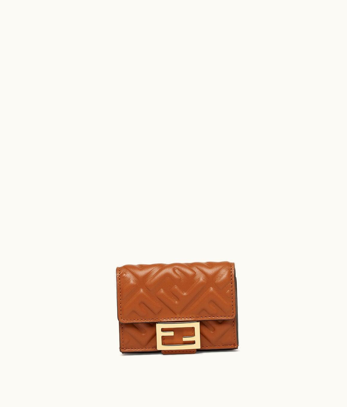 Fendi Fendi Baguette Micro Trifold - Brown Nappa Leather Wallet