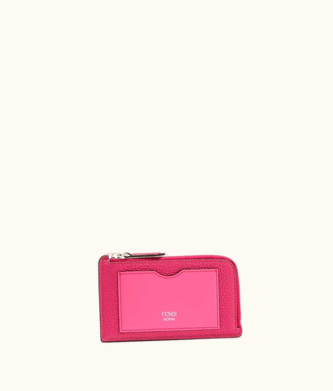 Fendi Fendi Peekaboo Card Case - Two-tone Fuchsia And Dark Pink Leather Card Holder