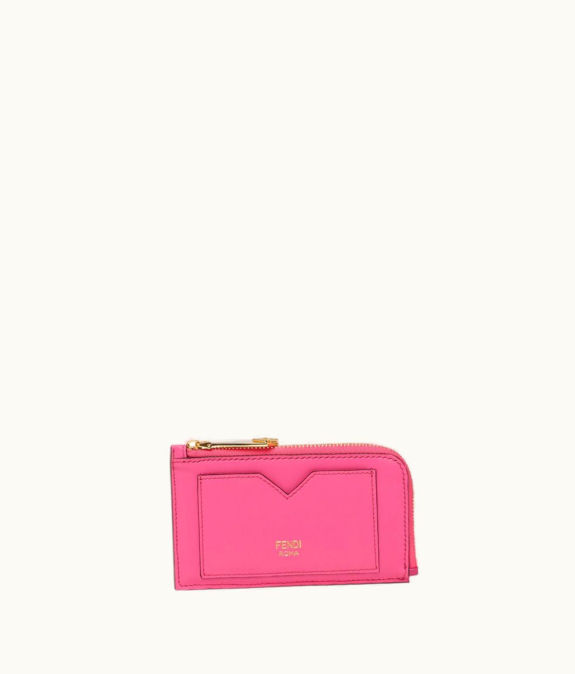 Fendi Fendi FF Diamonds Card Case - Two-tone Fuchsia And Dark Pink Leather Card Holder