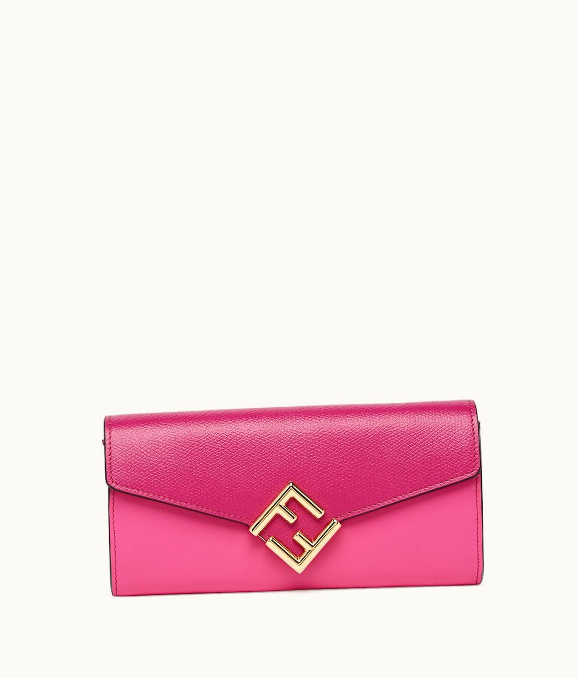 Fendi Fendi FF Diamonds Continental Wallet - Two-tone Fuchsia And Dark Pink Leather Wallet