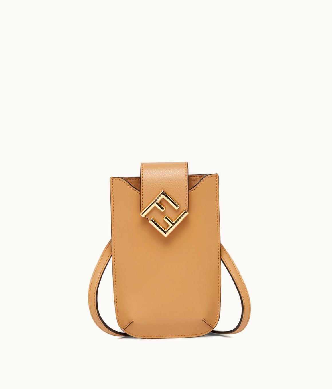 Fendi Fendi FF Diamonds Phone Pouch - Beige Leather Pouch
