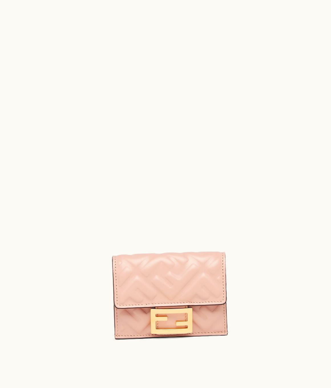 Fendi Fendi Baguette Micro Trifold - Pink FF Nappa Leather Wallet