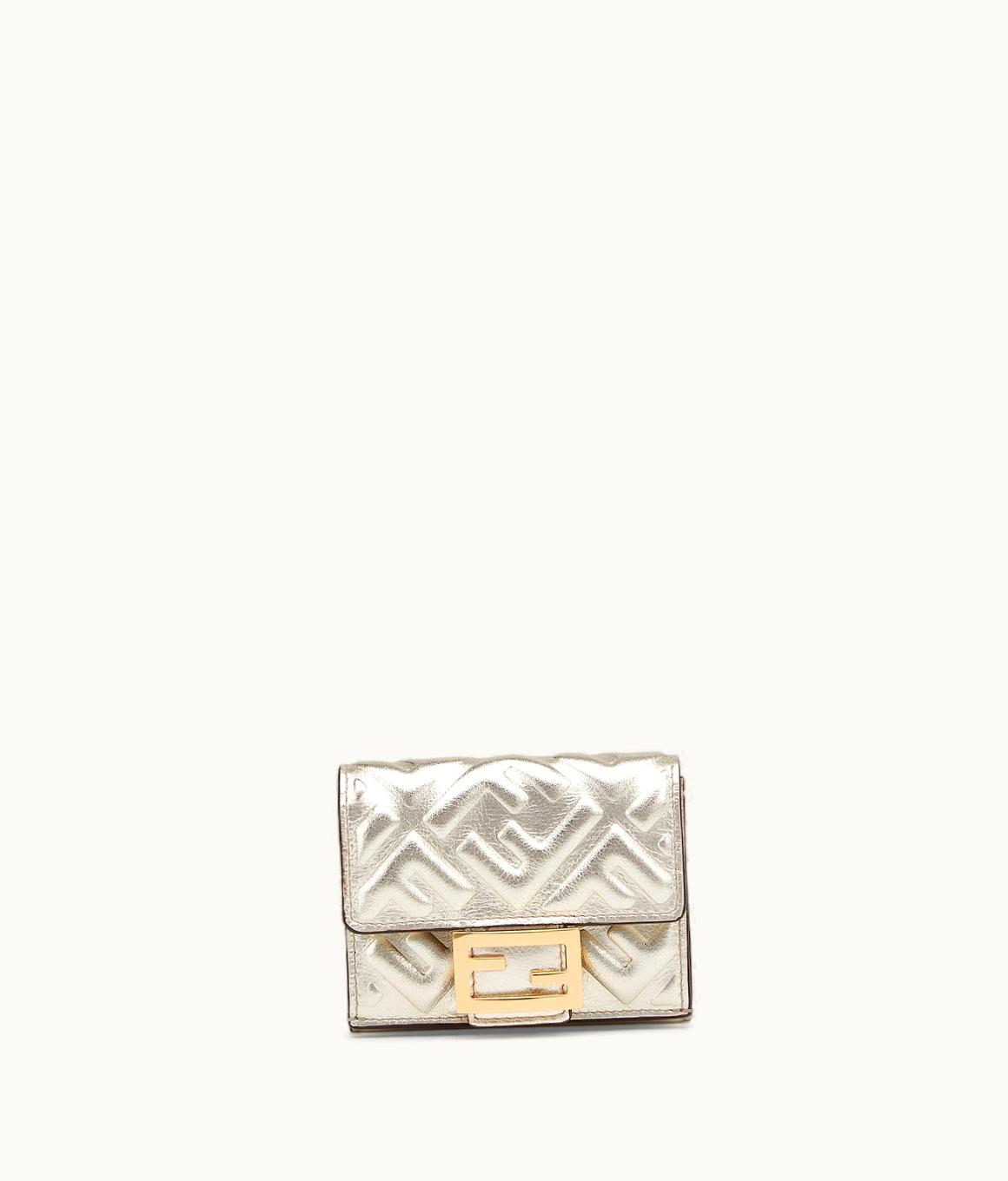 Fendi Fendi Baguette Micro Trifold - Wallet In Champagne-Color Leather