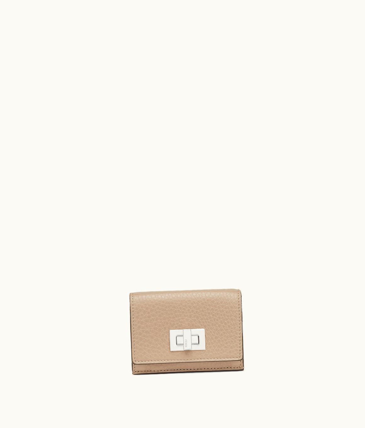 Fendi Fendi Peekaboo Micro Trifold - Beige Leather Wallet