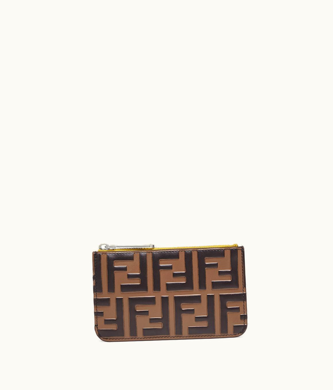 Fendi Fendi Cruise F Is Fendi Key Ring Pouch Yellow Leather Pouch