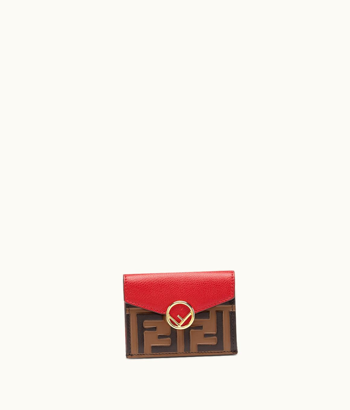 Fendi F Is Fendi Micro Tri-fold Wallet - Red Leather Wallet