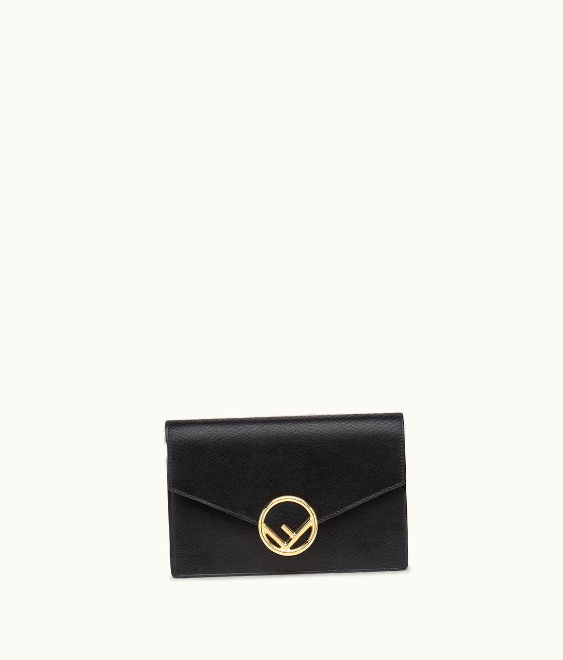 Fendi Fendi Geometric Logo Wallet On Chain - Black Calfskin Mini Bag