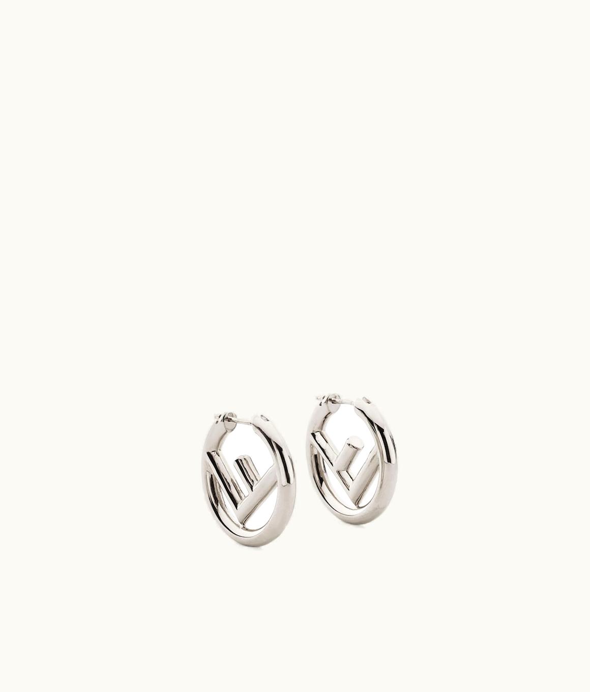 Fendi Fendi F is Fendi Logo Hoop Earrings Palladium