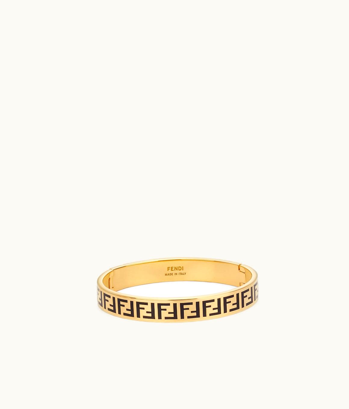 Fendi Fendi FF Motif Forever Bracelet - Gold & Black Enameled Metal