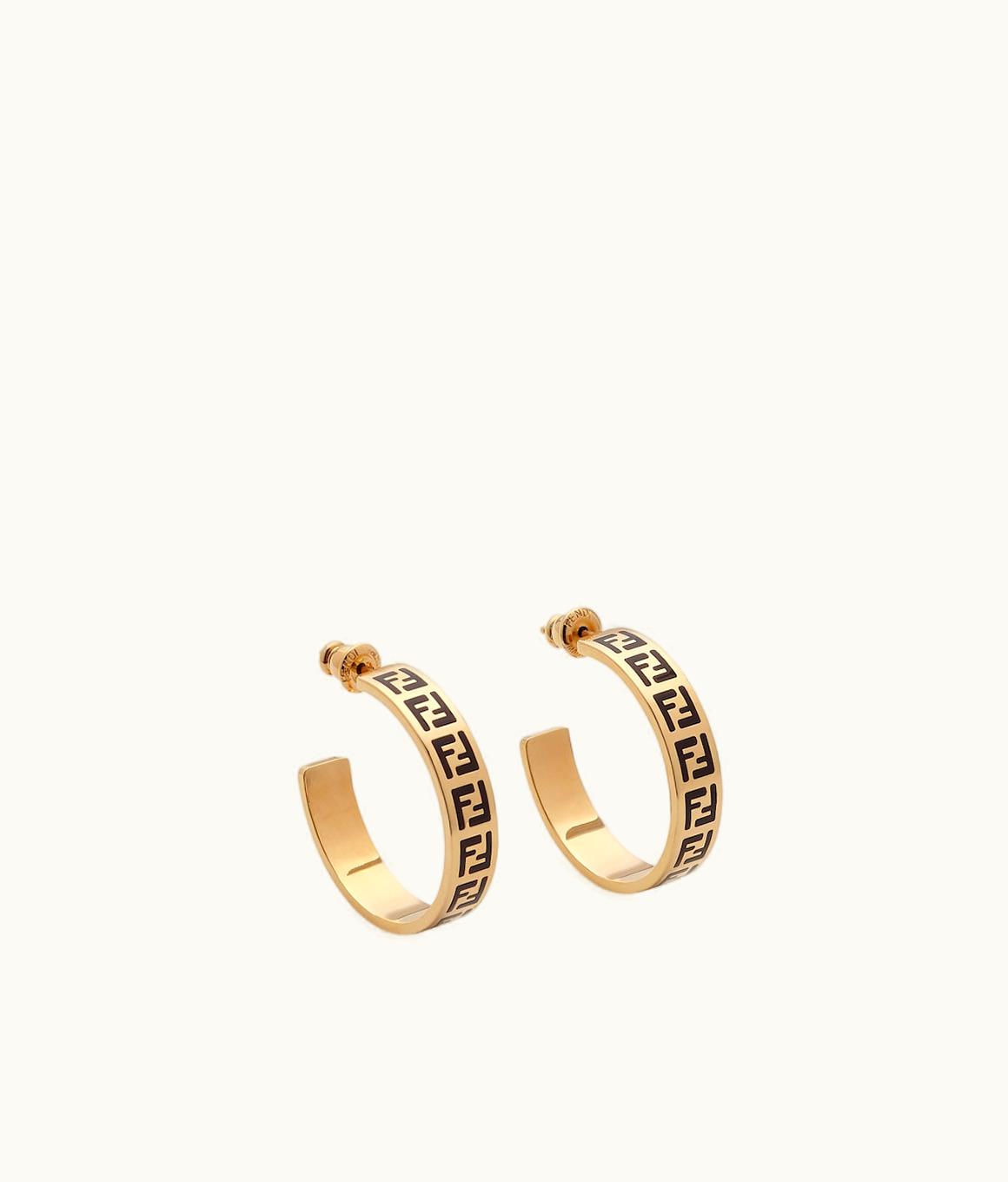 Fendi Fendi FF Hoop Earrings Gold Black