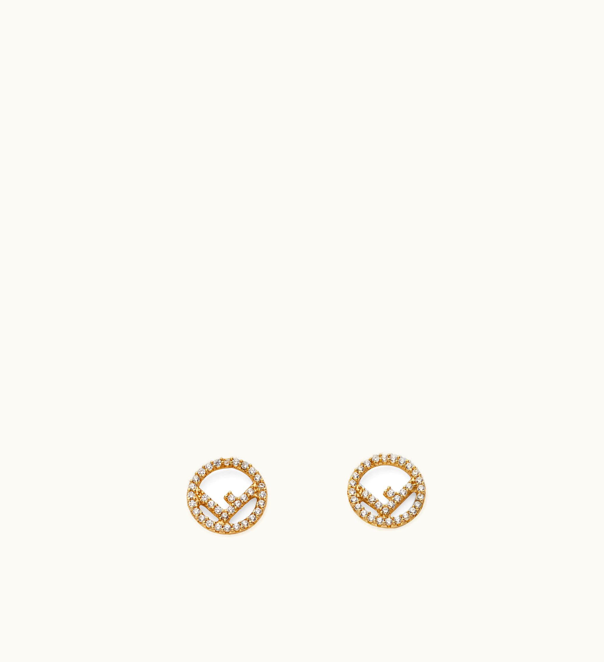 Fendi Fendi F Is Fendi Micro Crystal Earrings - Gold