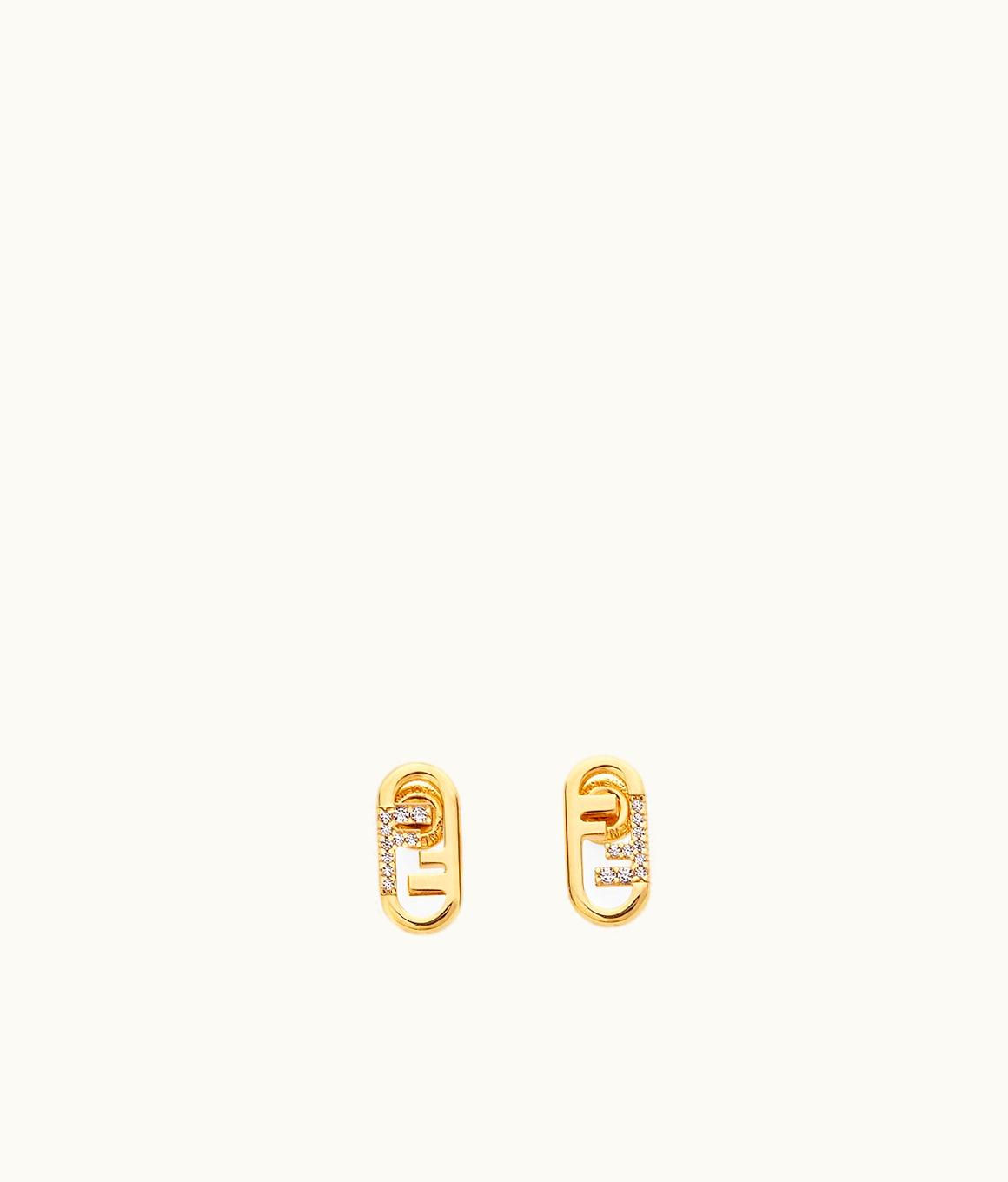 Fendi Fendi O'Lock Crystal Earrings - Gold Luxe White