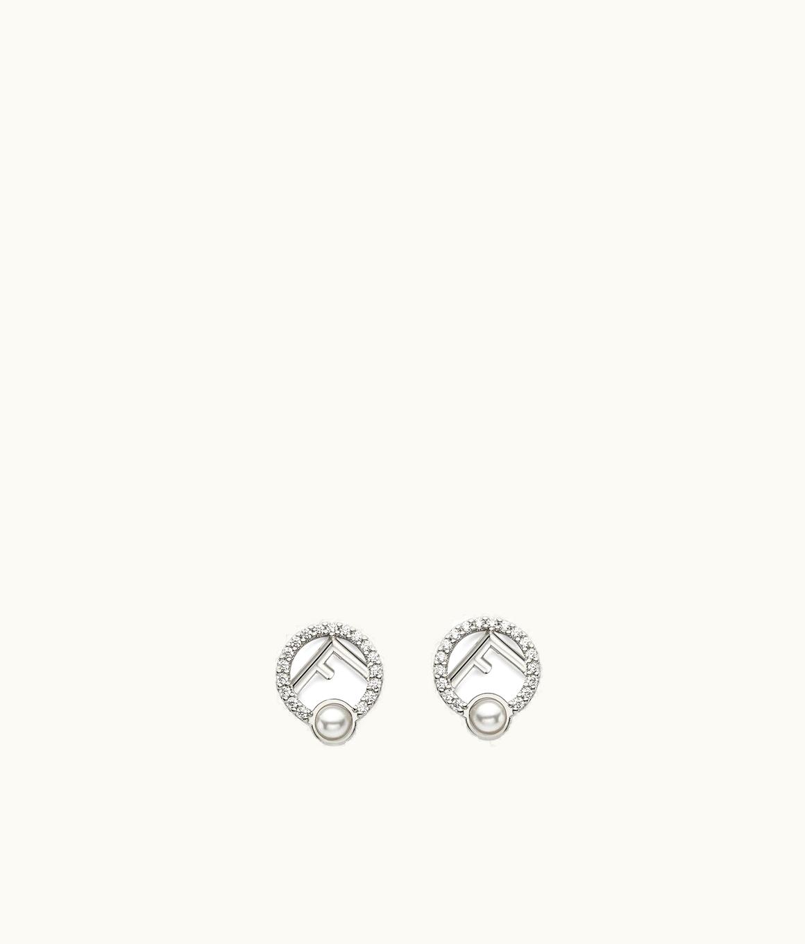Fendi Fendi F Is Fendi Pearl Earrings - Silver Palladium-Finish Metal Earrings