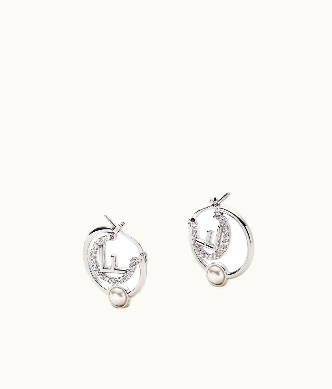 Fendi Fendi Double-Hoop F Is Fendi Earrings Silver