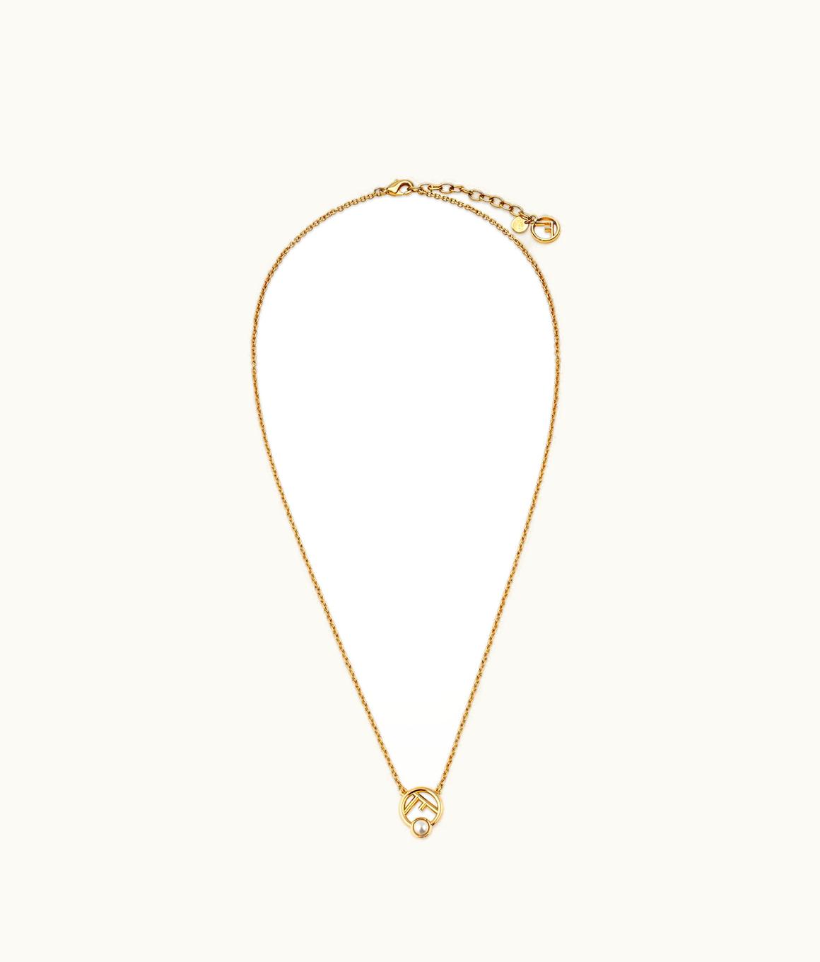 Fendi Fendi F Is Fendi Pearl Necklace - Gold-colored Metal Necklace