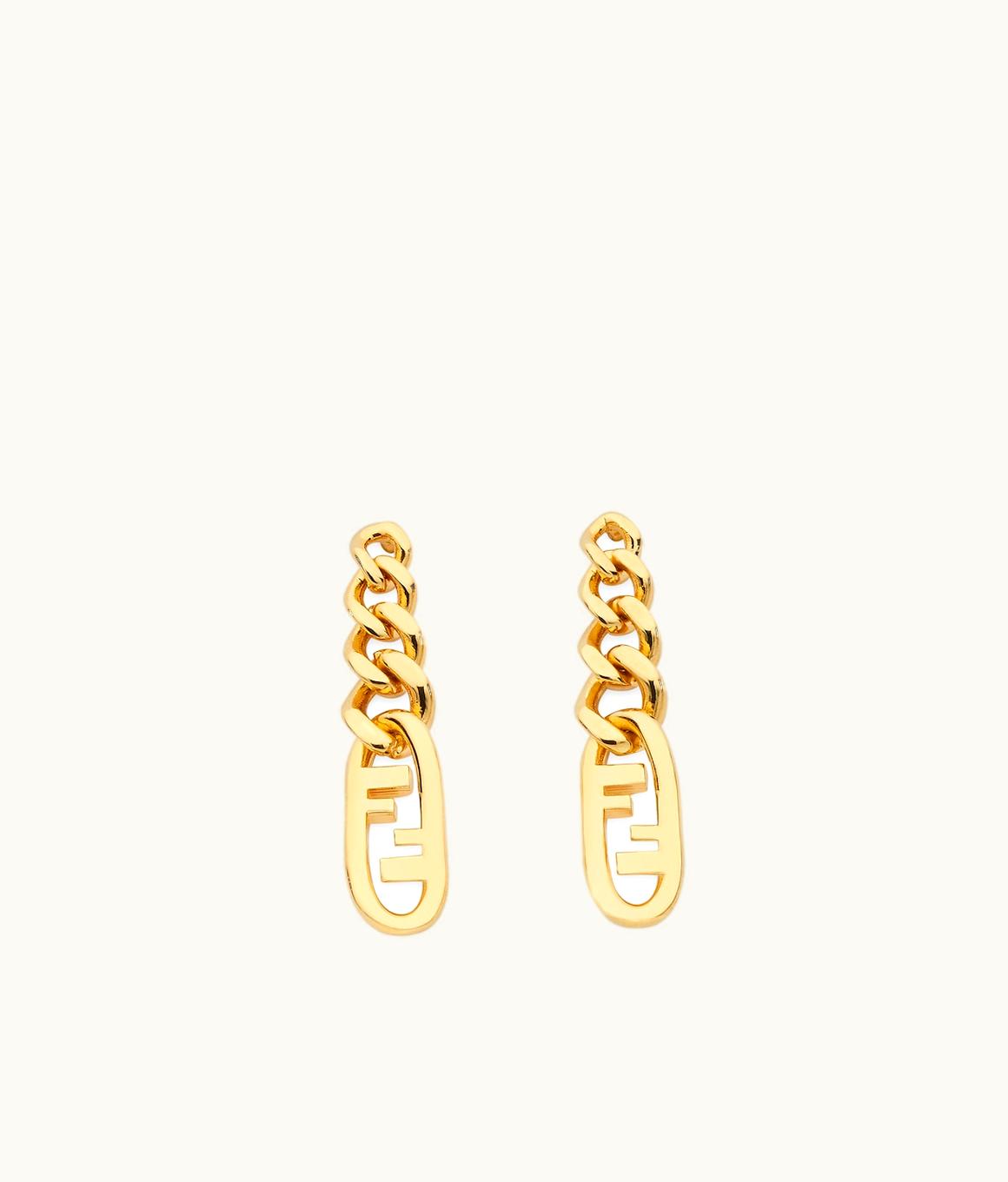 Fendi Fendi Pilati O'Lock Chain Earrings - Gold-finish Metal