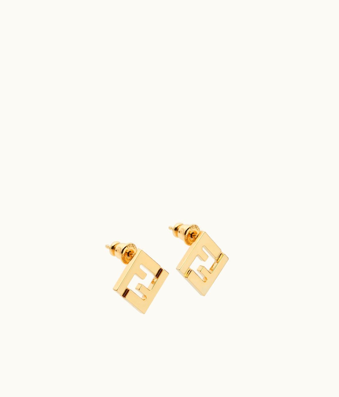 Fendi Fendi FF Motif Gold Metal Earrings