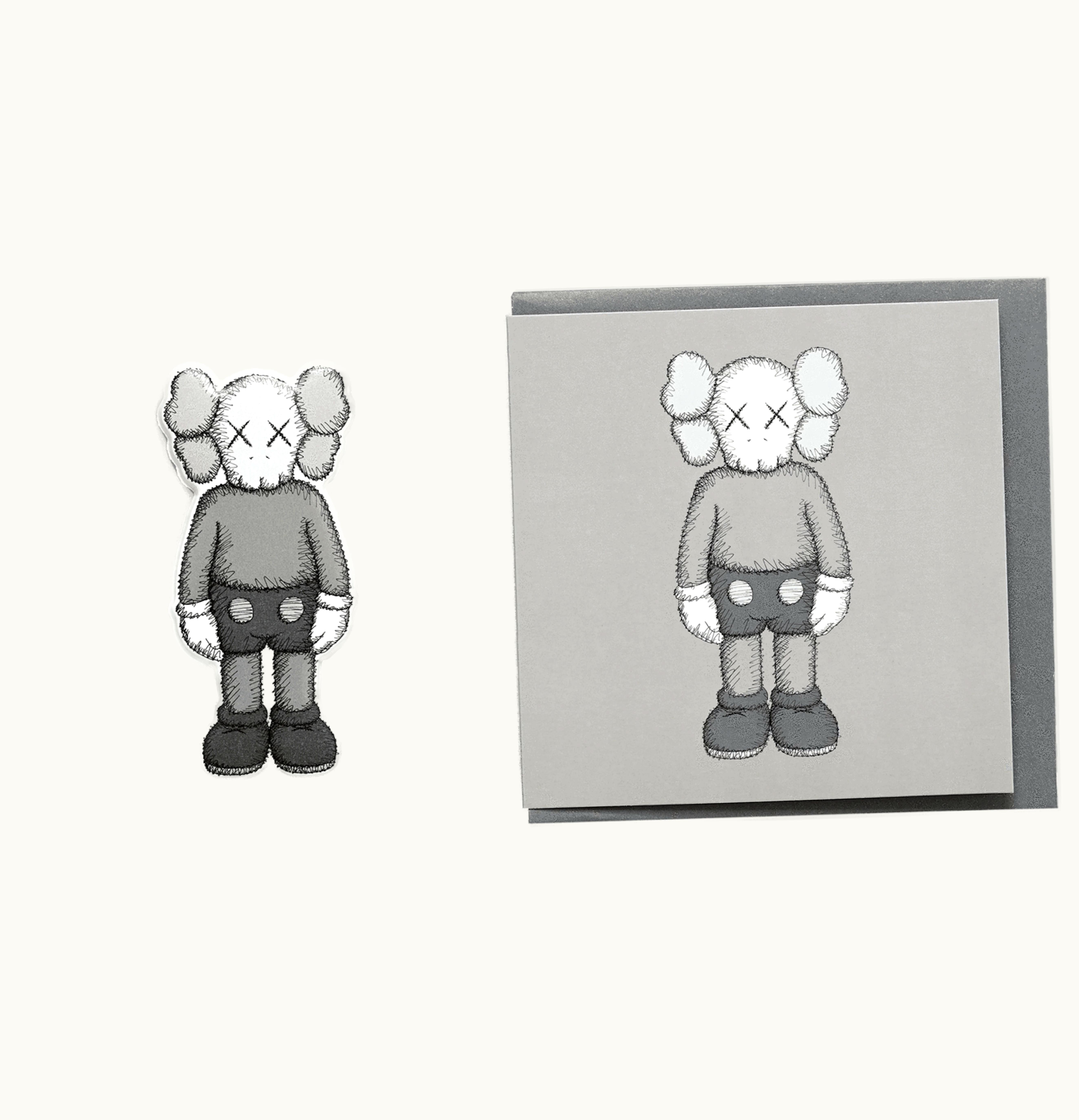 KAWS KAWS Companion Greeting Card With Puffy Sticker Grey