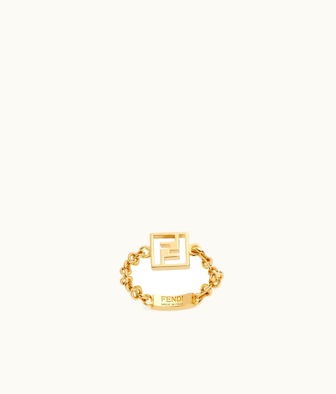 Fendi Fendi FF Chain Ring - Gold-finished Metal Ring