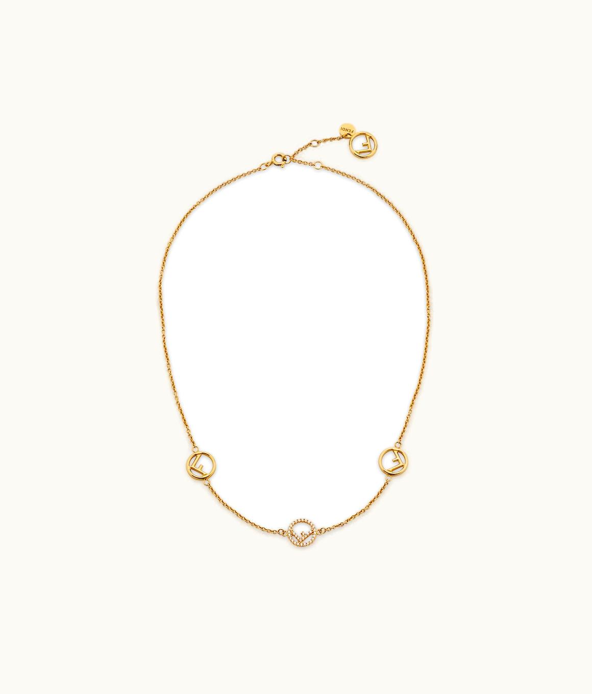 Fendi Fendi F Is Necklace Gold-Finish Crystal-Adorned Chain Necklace