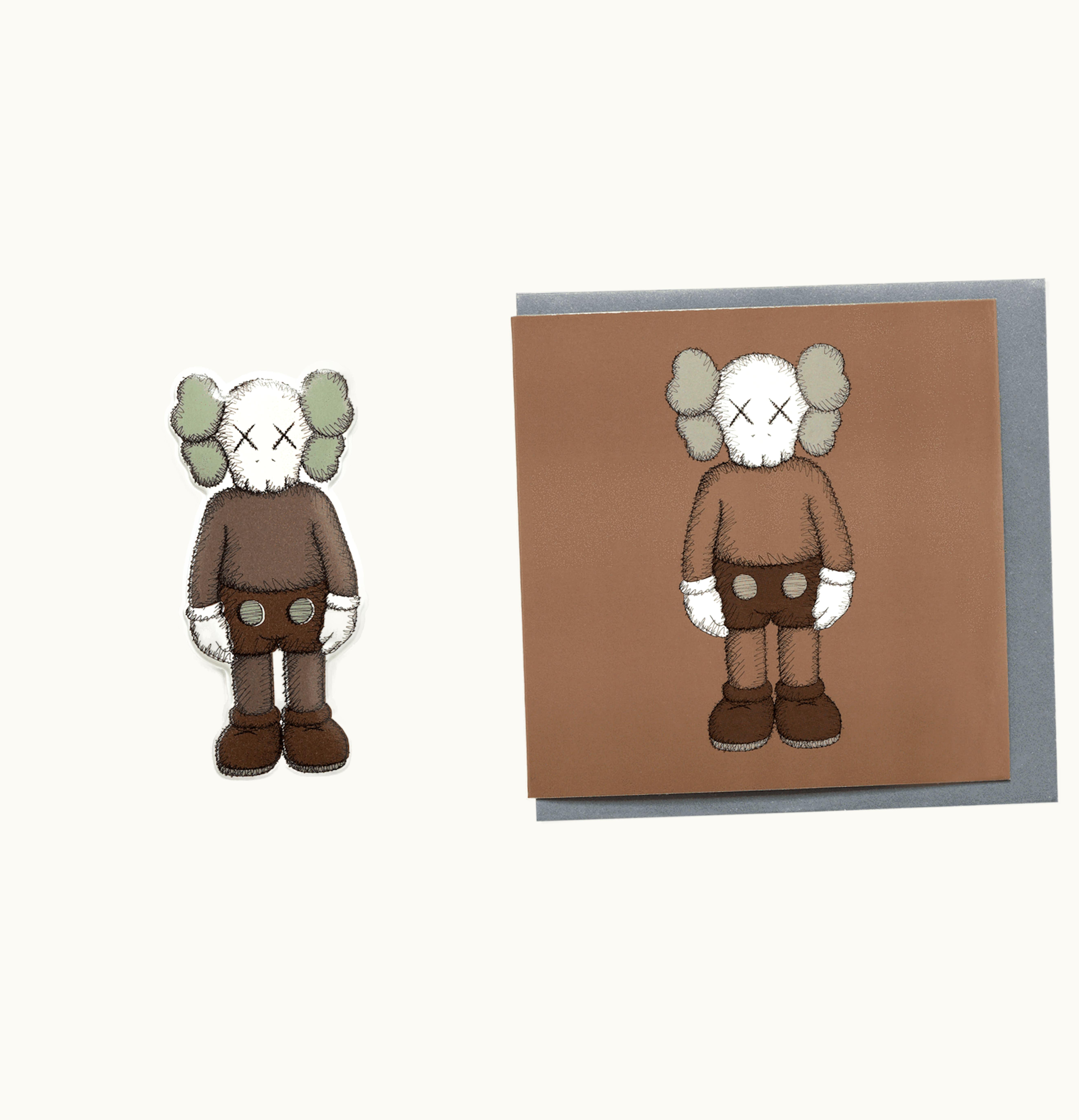 KAWS KAWS Companion Greeting Card With Puffy Sticker Brown