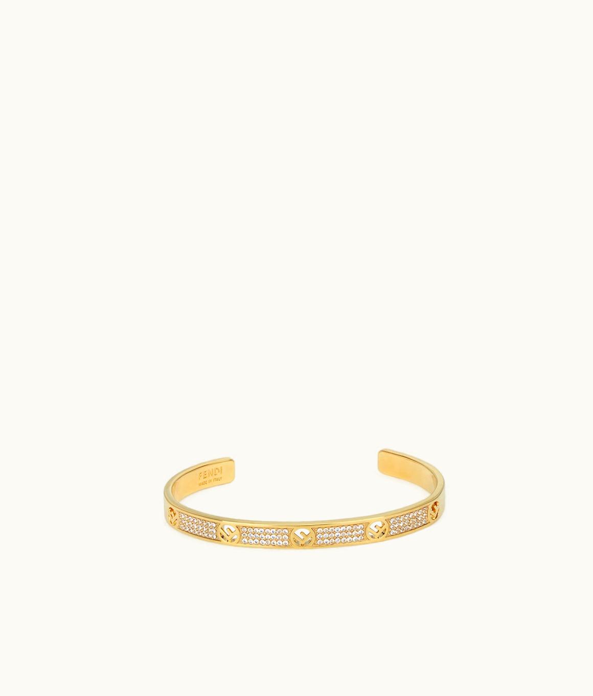 Fendi Fendi F Is Fendi Crystal-Embellished Gold Bracelet