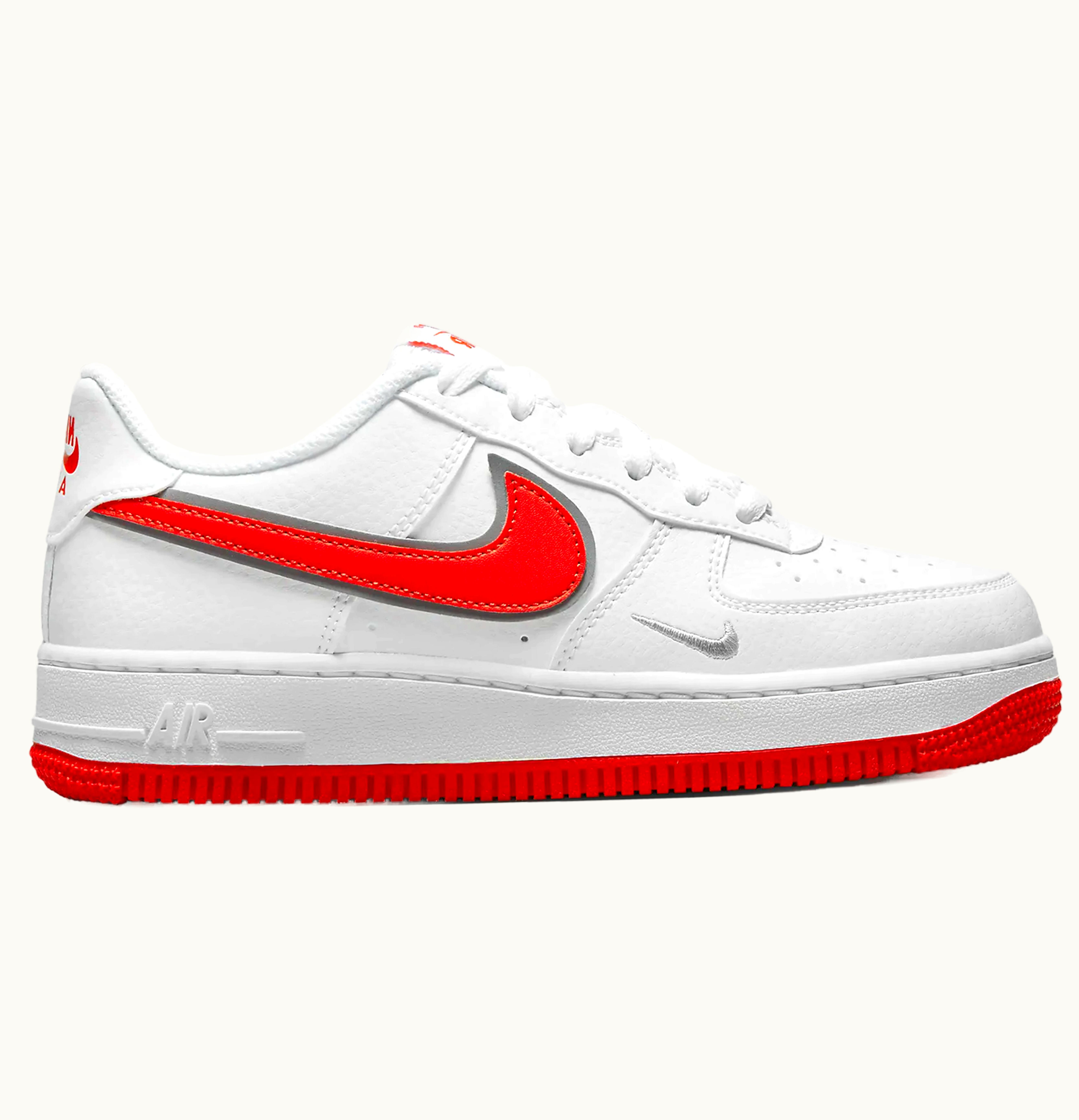 Nike Nike Air Force 1 White Habanero Red Mini Swoosh GS