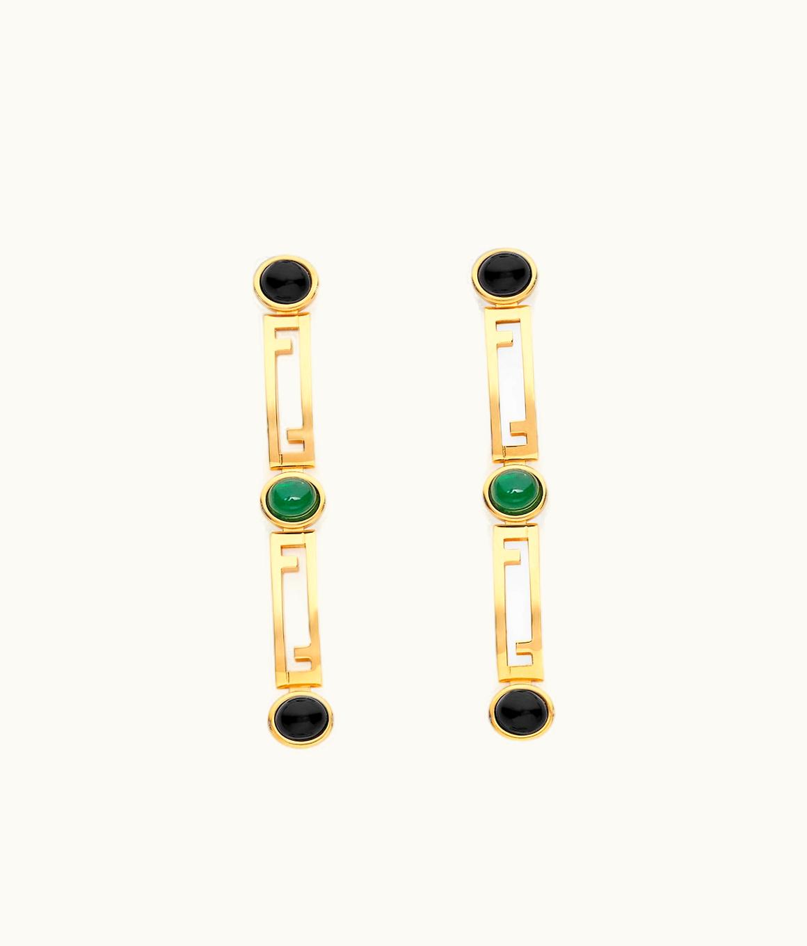 Fendi Fendi Pilati Fendi Stripes Earrings Gold Green Black