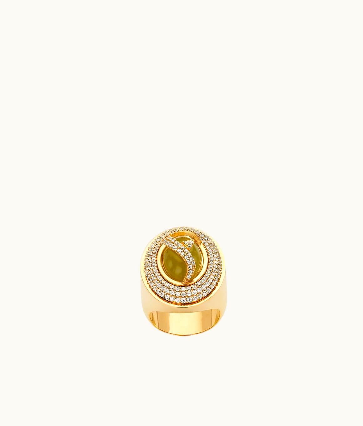 Fendi Fendi Cabochon Ring - Gold-finish Metal Statement Ring Green