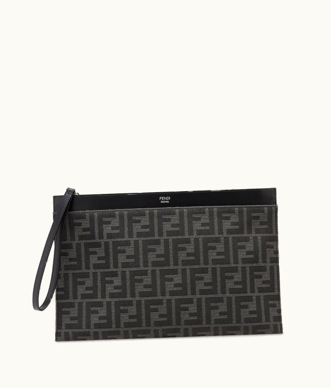 Fendi Fendi FF Medium Flat Pouch - Black Fabric Pouch