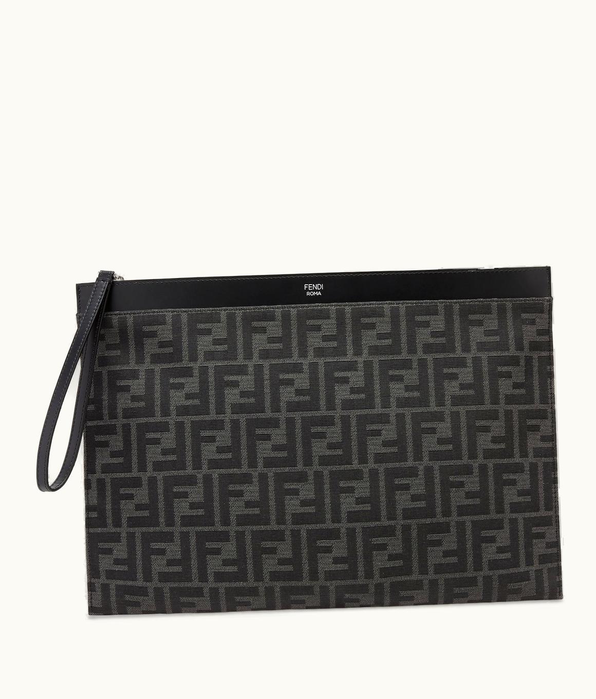 Fendi Fendi Large Flat FF Pouch - Black Fabric Pouch