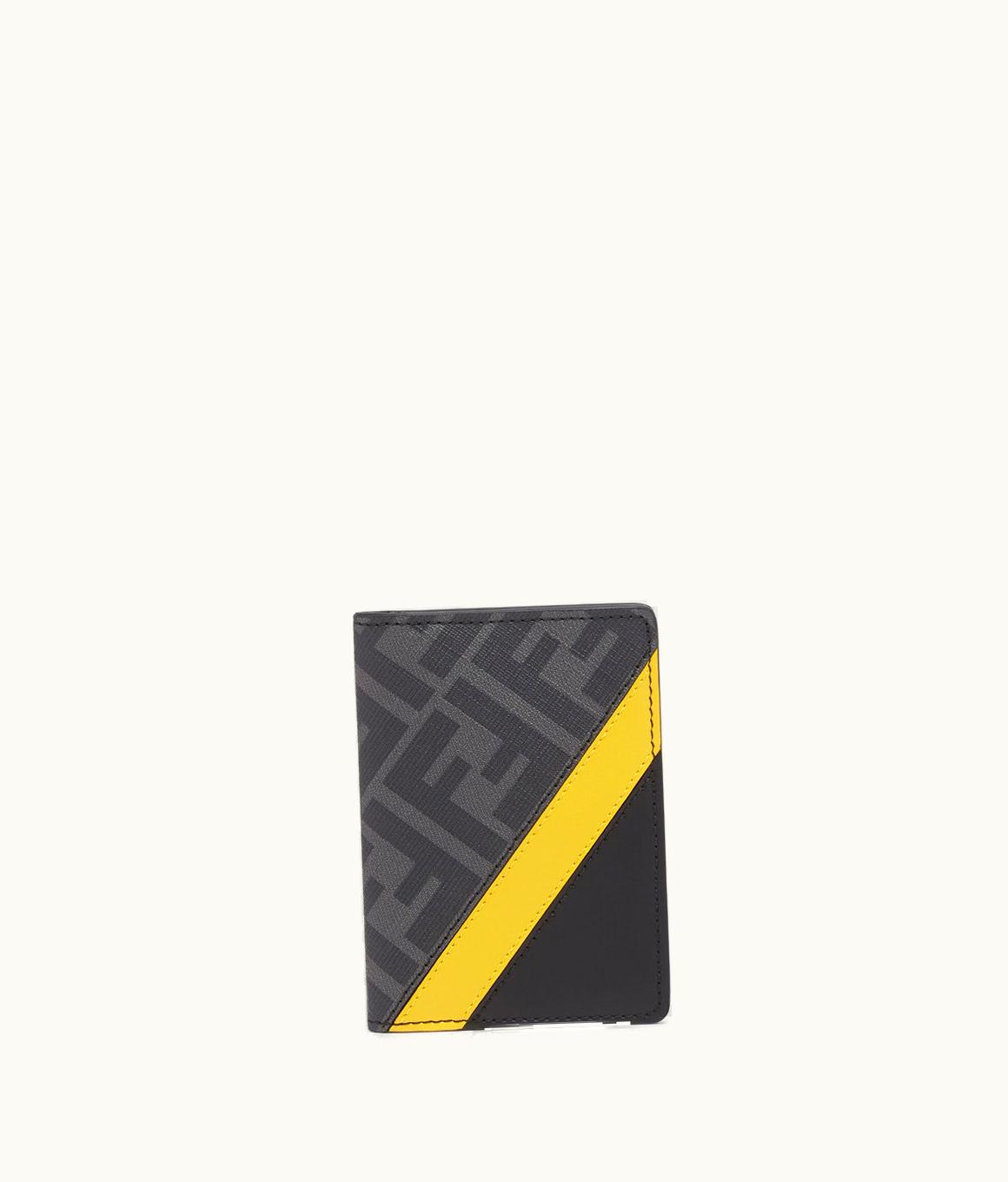 Fendi Fendi FF Diagonal Bi-Fold Card Holder - Black and Gray Fabric Card Holder