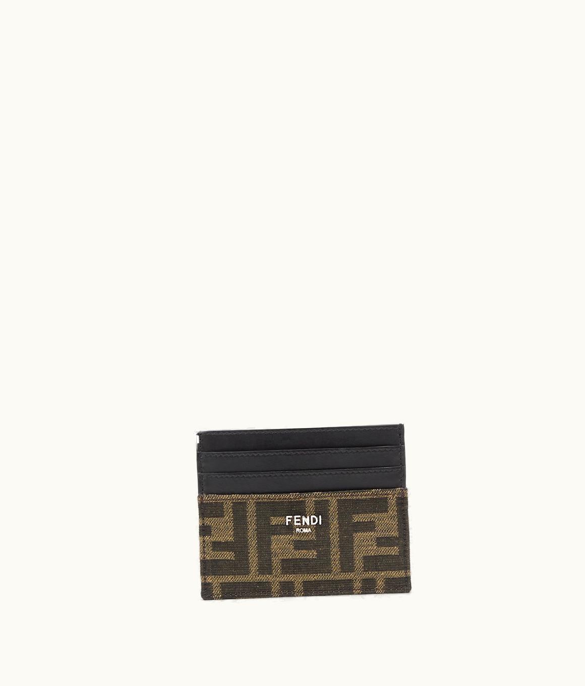 Fendi Fendi Roma FF Card Holder - Black Leather Brown/Tobacco FF Fabric