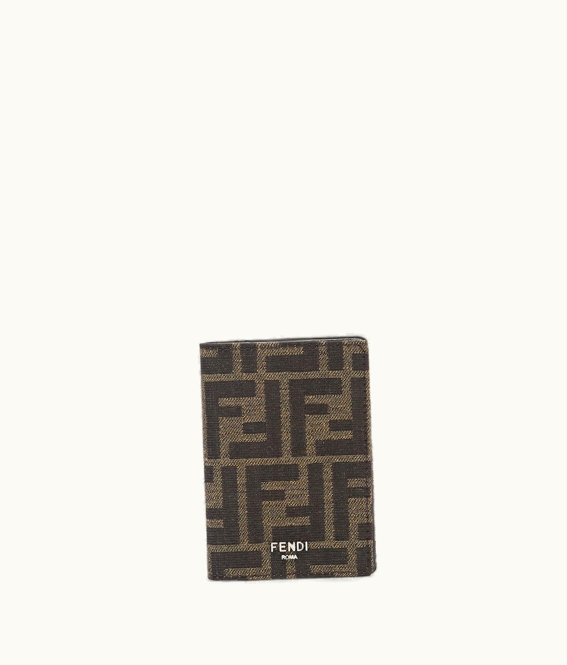 Fendi Fendi Roma FF Leather Card Holder - Black & Brown