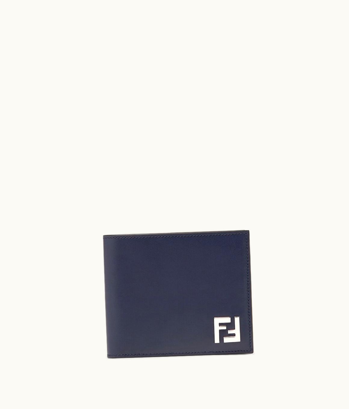 Fendi Fendi FF Squared Bi-Fold Wallet - Blue Leather Compact Bi-Fold Wallet