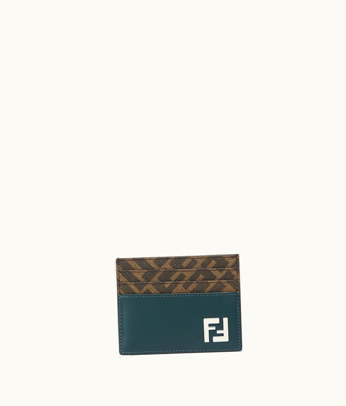Fendi Fendi Stefano Pilati FF Squared Card Holder Green Leather