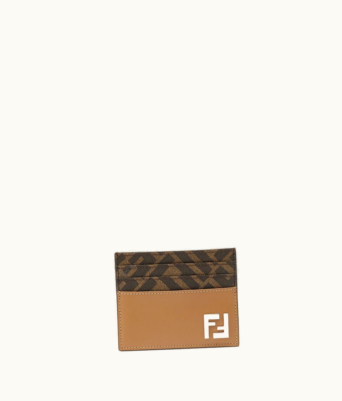 Fendi Fendi FF Squared Card Holder - Beige Leather Card Holder with Palladium-finished Metal FF Accessory