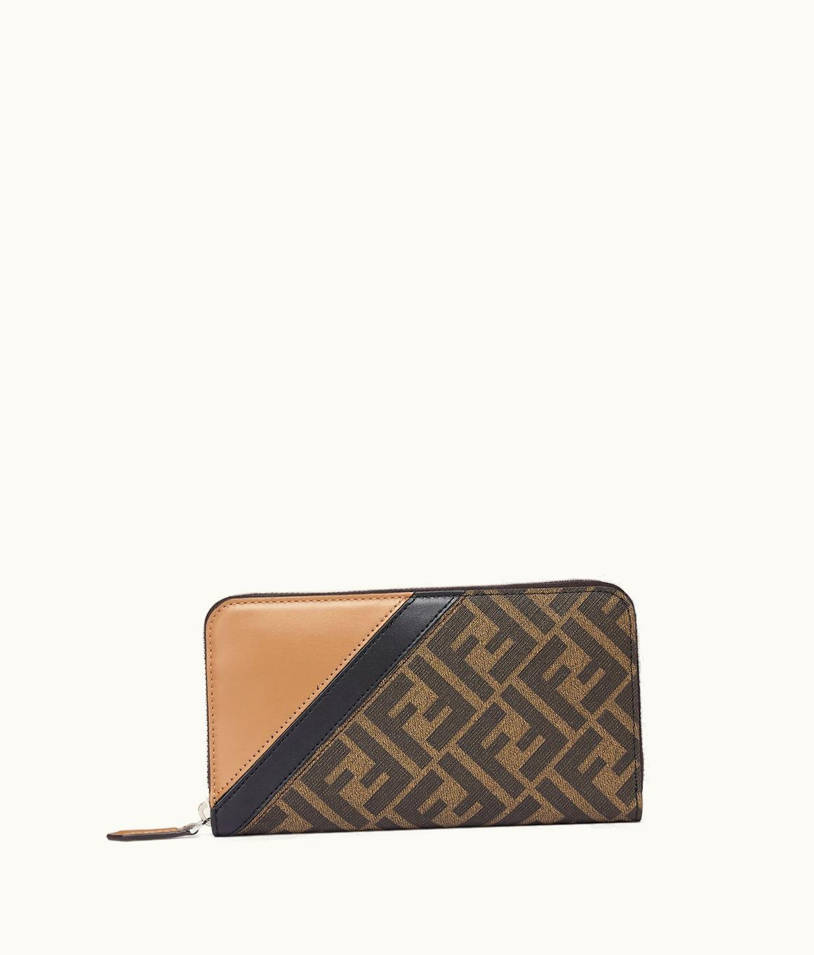 Fendi Fendi Diagonal Zip Around - Brown Fabric Wallet