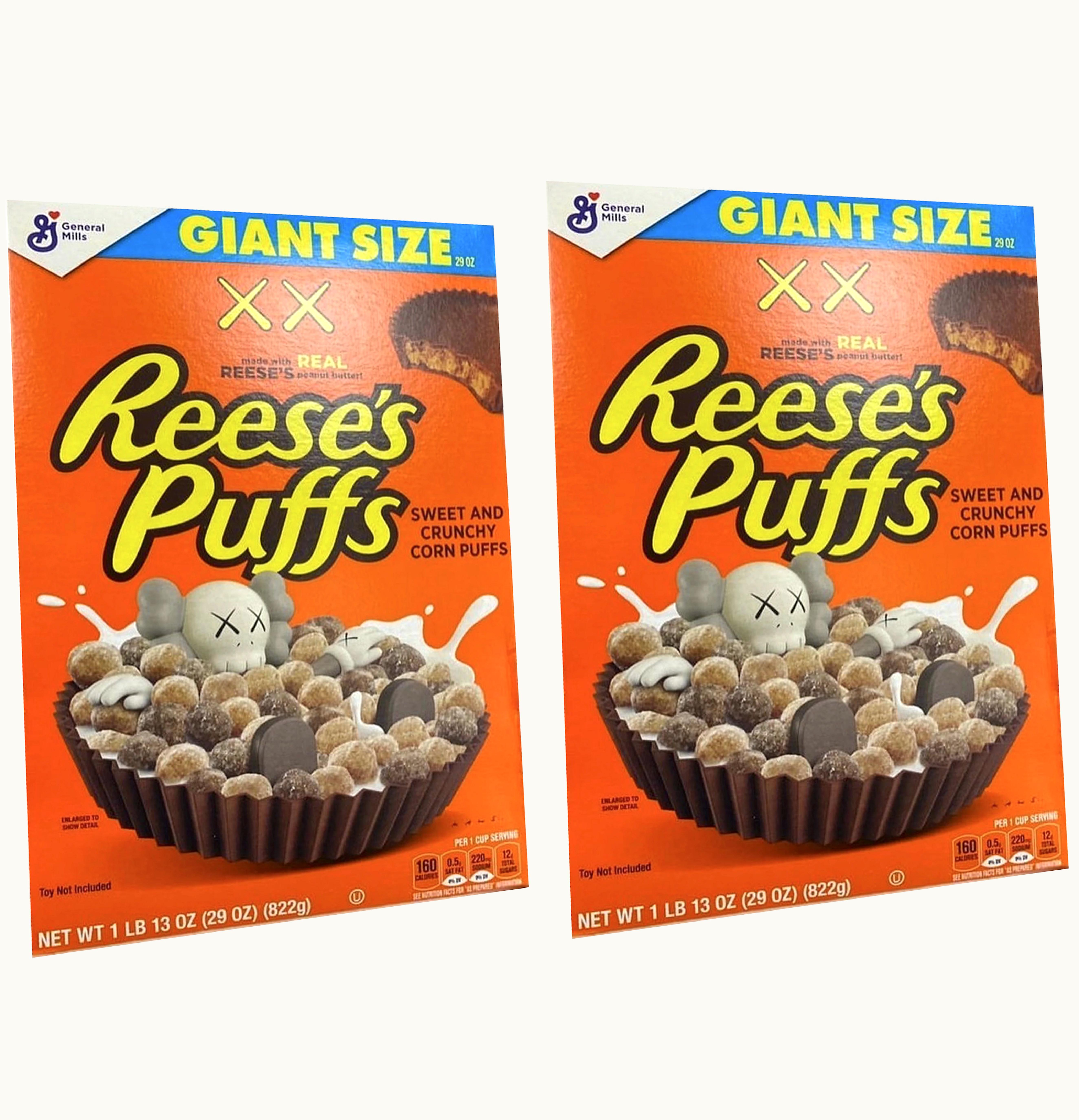 KAWS KAWS x Reeses Puffs Cereal Giant Size 2x Lot Not Fit For Human Consumption