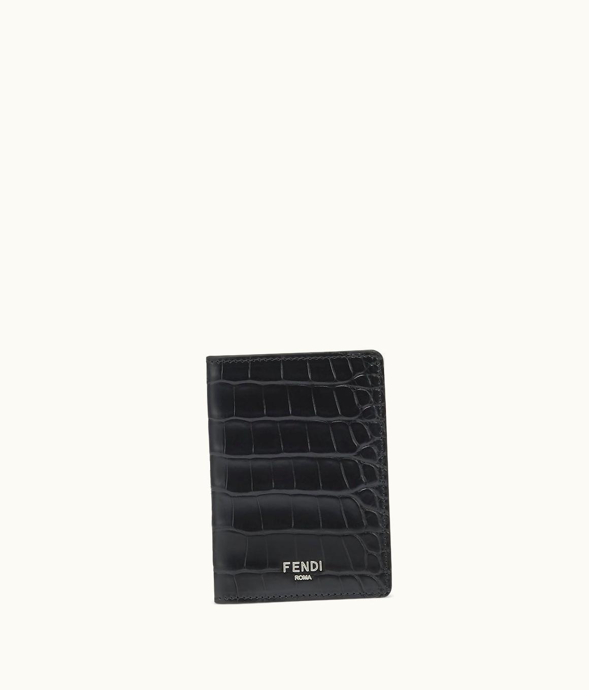 Fendi Fendi Roma Card Holder - Black Alligator Leather Card Holder