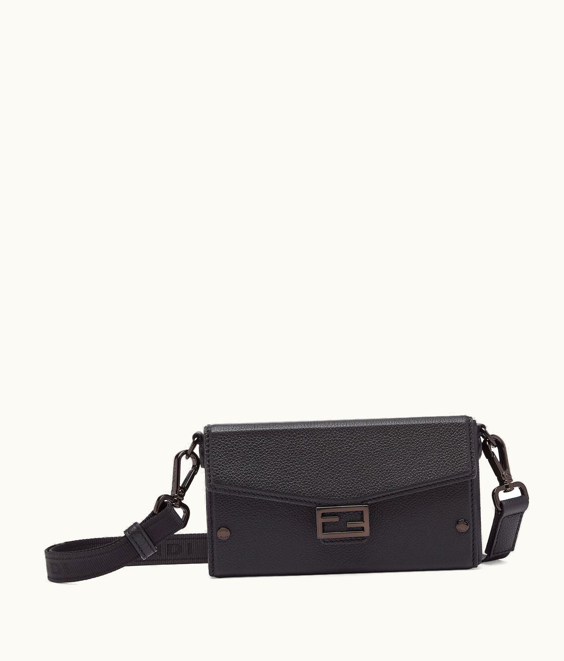 Fendi Fendi Baguette Soft Trunk Phone Pouch - Black Leather Phone Pouch