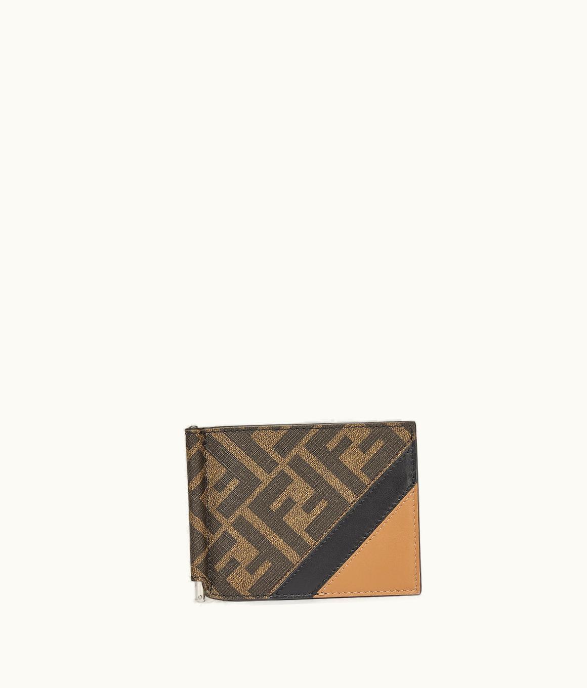 Fendi Fendi Diagonal Card Holder - Brown Fabric Money Clip