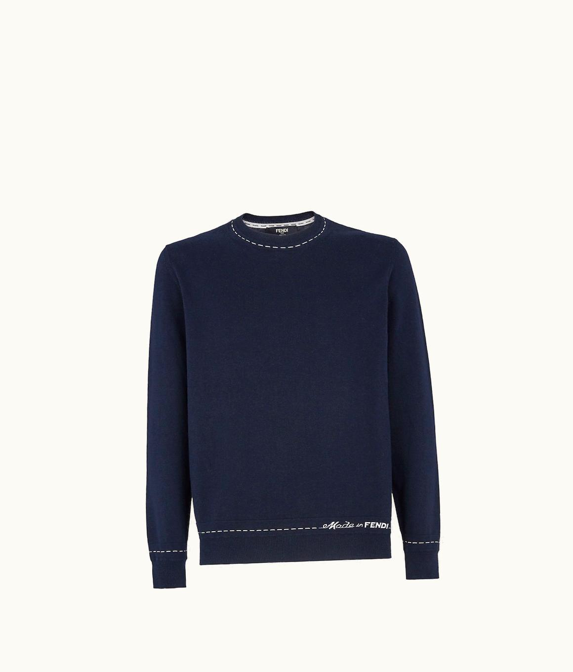 Fendi Fendi Blue Wool Crew-Neck Pullover