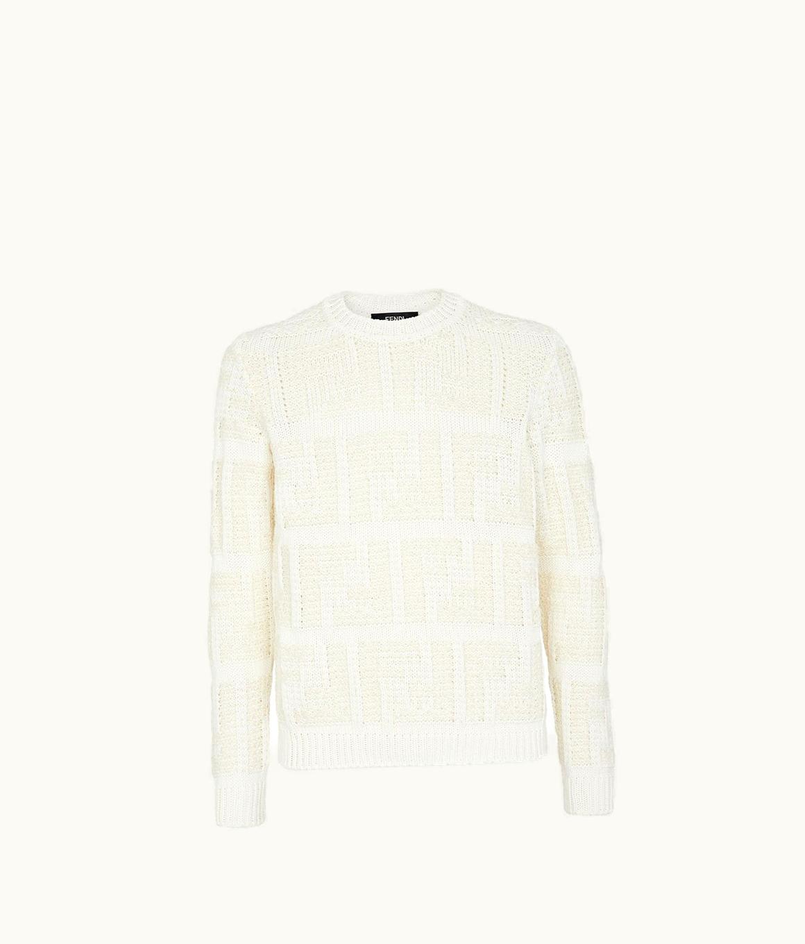 Fendi Fendi Sweater - White FF Cotton And Linen Jumper