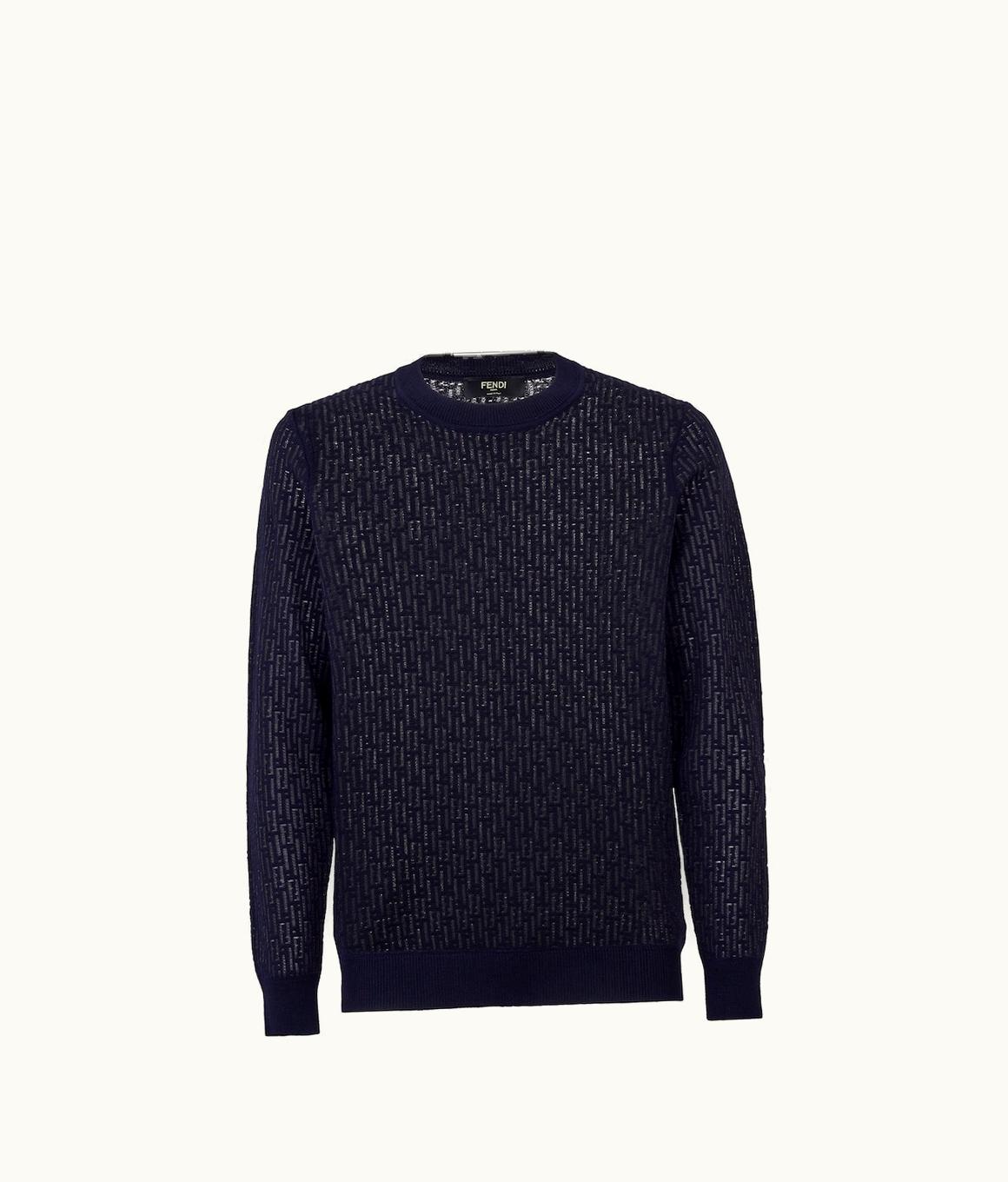 Fendi Fendi Sweater - Blue Wool And Nylon Jersey
